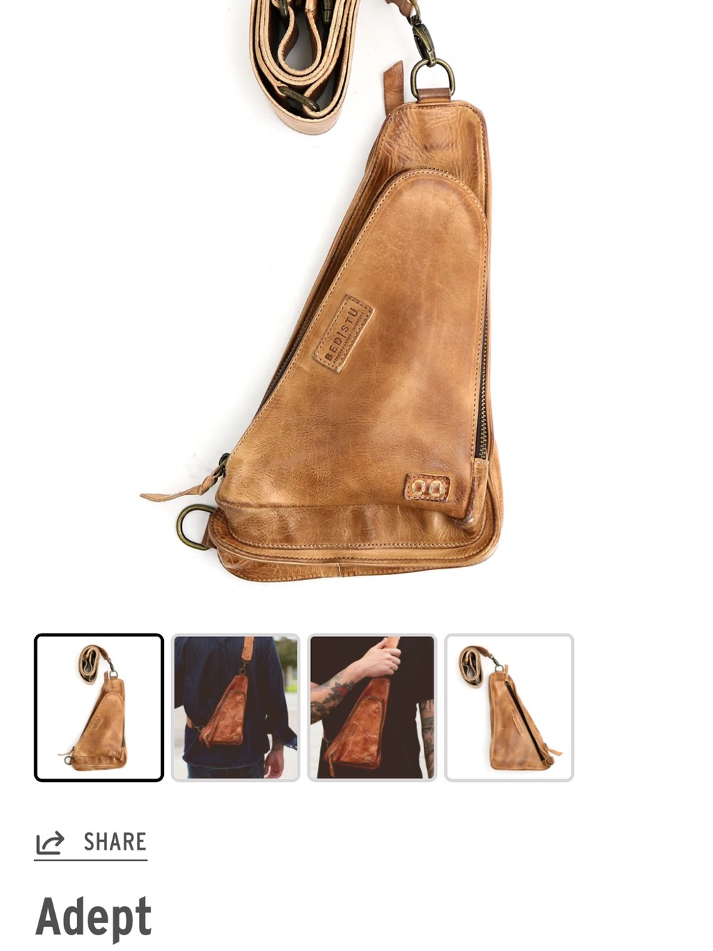 Leather Sling Bag in Tan